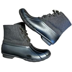 Womens Sperry STS81366 Side Zip Waterproof Rubber Snow Duck Boot Size 10M Gray